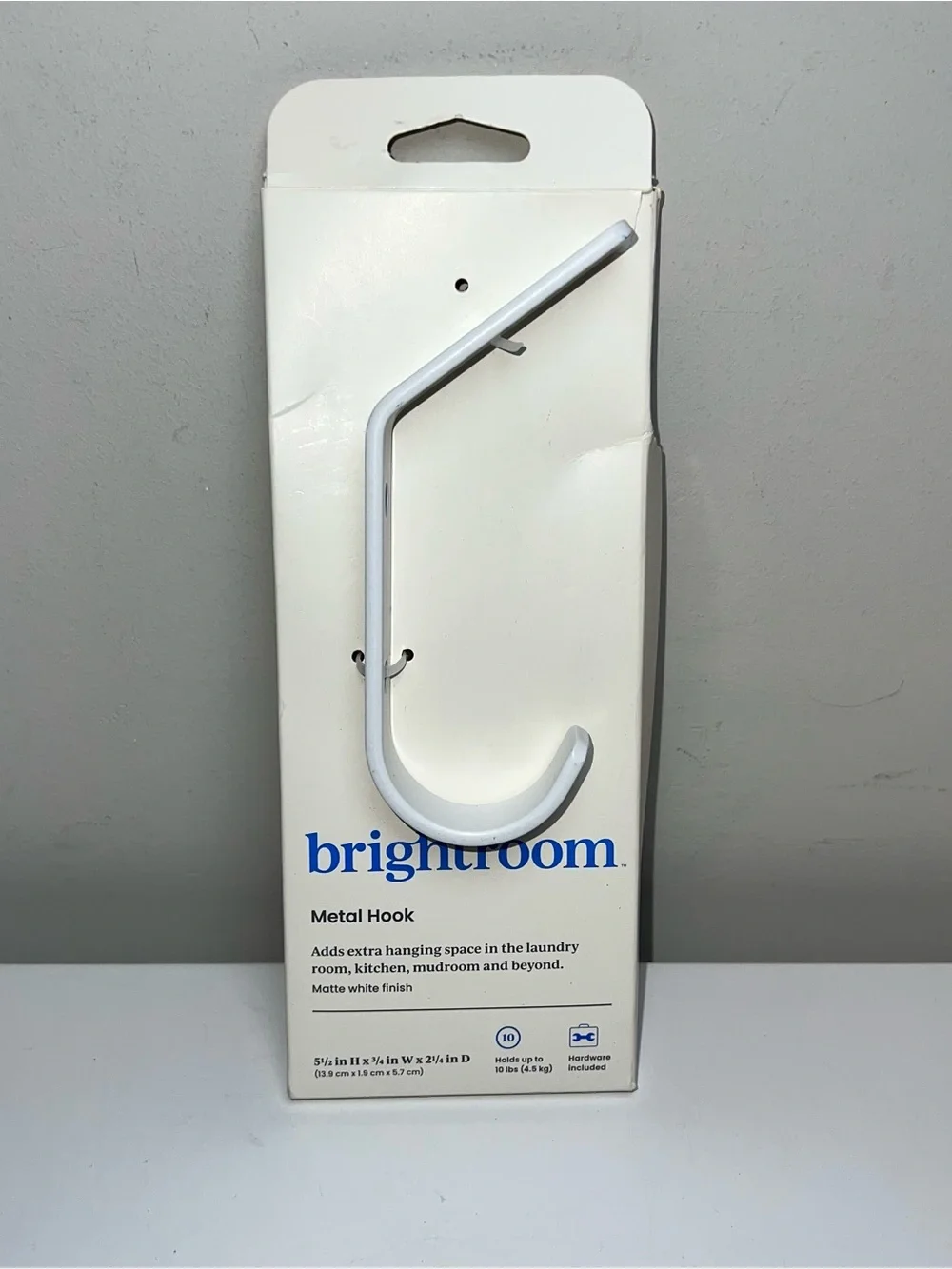 Matte White Metal Hook for Wall or Door
